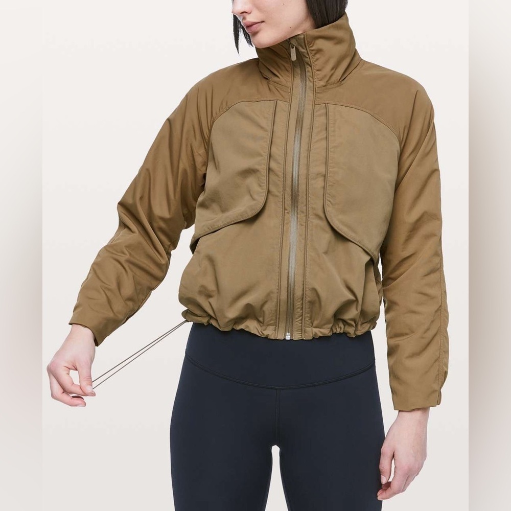 LULULEMON Always Effortless Jacket Brown Green Utility Hooded Athletic Walking 2 - Picture 4 of 15